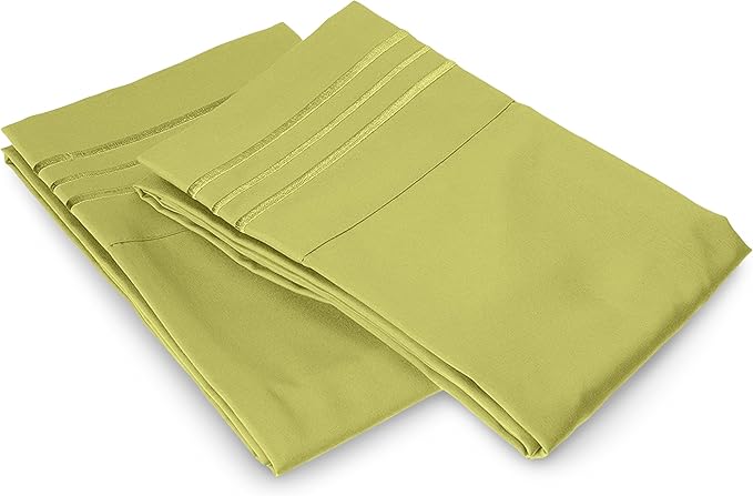 Elegant Comfort Luxury Ultra-Soft 2-Piece Pillowcase Set - 1500 Premium Hotel Quality Microfiber Double Brushed - Wrinkle Resistant, Standard/Queen, Pistachio Green