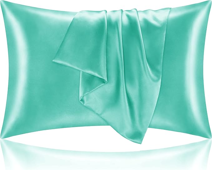BEDELITE Satin Pillowcase for Hair and Skin, Super Soft and Cooling Similar to Silk Pillow Cases 2 Pack with Envelope Closure, Gift for Women Men(20"x40" King Size, Turquoise)