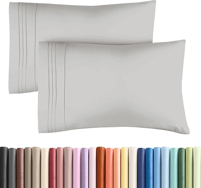 King Standard Pillow Cases Set of 2 - Soft Hotel Quality Pillowcase Covers - Comfy, Cozy & Fade Free - Wrinkle Resistant - Machine Washable Pillow Protectors - 2 Piece Set - King Standard French Grey
