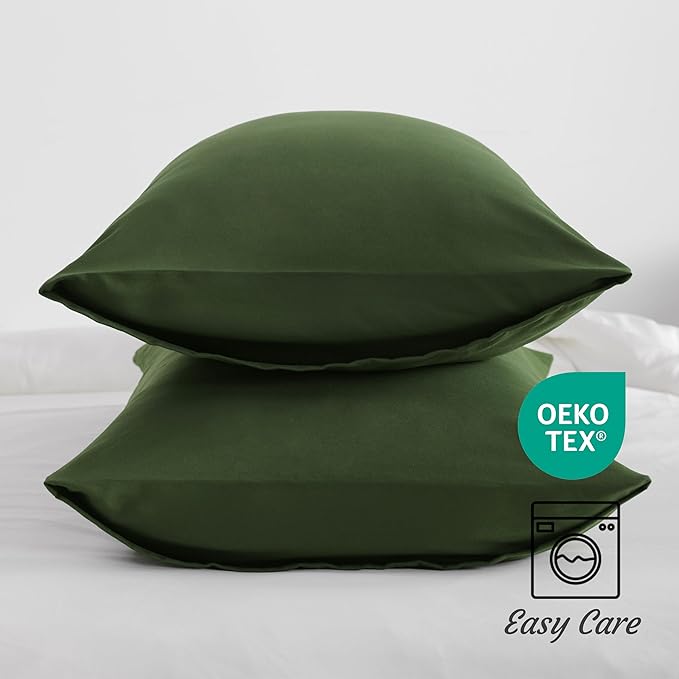 NTBAY King Pillow Cases Set of 2, 2 Pack Brushed Microfiber 20x40 Pillow Cases, Soft, Wrinkle, Fade, Stain Resistant Olive Green Pillow Cases with Envelope Closure, 20x40 Inches, Olive Green