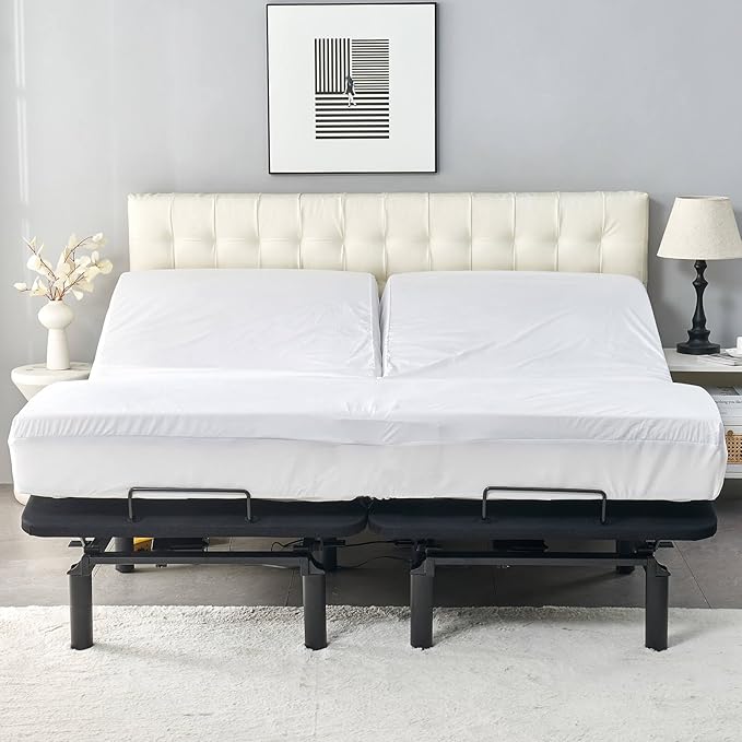 Split Top California King Mattress Protector for Adjustable Bed with Upper Flex Head Waterproof Ultra Soft Jersey Fitted Mattress Cover 32-34 Split from Head Cal King