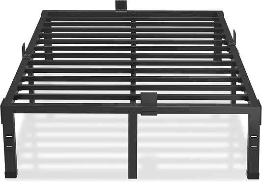 MAF 12 Inch King Size Bed Frames with Mattress Slide Stopper Black Heavy Duty Metal Platform Bed Frame Steel Slat Support, No Box Spring Needed, Noise Free, Easy Assembly
