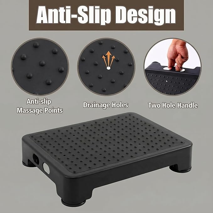 CHIKILLA Step Stool for Elderly & Adults, 600LBS Heavy Duty Mobility Platform, 3.4Inch Low Step for Car High Bed Bathtub&Kitchen, Non-Slip Wide Base Portable Stair Assist, No Assembly Required, Black