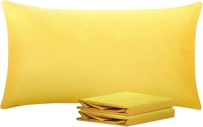 NTBAY King Pillowcase Set - 2 Pack Brushed Microfiber 20x36 Pillowcases - Soft, Wrinkle-Free, Fade-Resistant, Stain-Resistant, Yellow Pillowcases with Envelope Closure - 20x36 Inches, Yellow