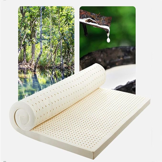 Natural Latex Mattress Topper for Back Pain Relief - Medium Firm Double Bed Pad, Pressure Relief & Removable Cover for Ultimate Comfort & Support
