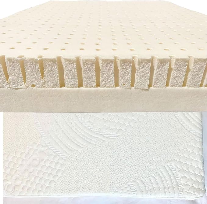 2” Inch Dual Zone Organic Latex Mattress Topper with Organic Cotton Zippered Cover with (King, Soft & Firm), GOTS & GOLS Certified, Back Pain Support, Pressure Point Relief, Breathable & Cooling