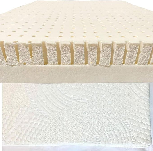 2” Inch Dual Zone Organic Latex Mattress Topper with Organic Cotton Zippered Cover with (King, Soft & Firm), GOTS & GOLS Certified, Back Pain Support, Pressure Point Relief, Breathable & Cooling