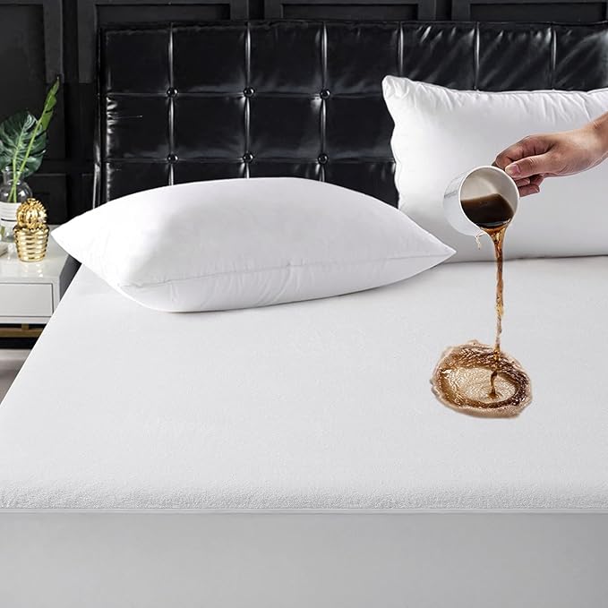 TASTELIFE Twin Size Waterproof Mattress Protector, Stretch to 18" Fitted Deep Pocket Mattress Protection Cover Vinyl-Free Washable, Breathable & Noiseless (White)