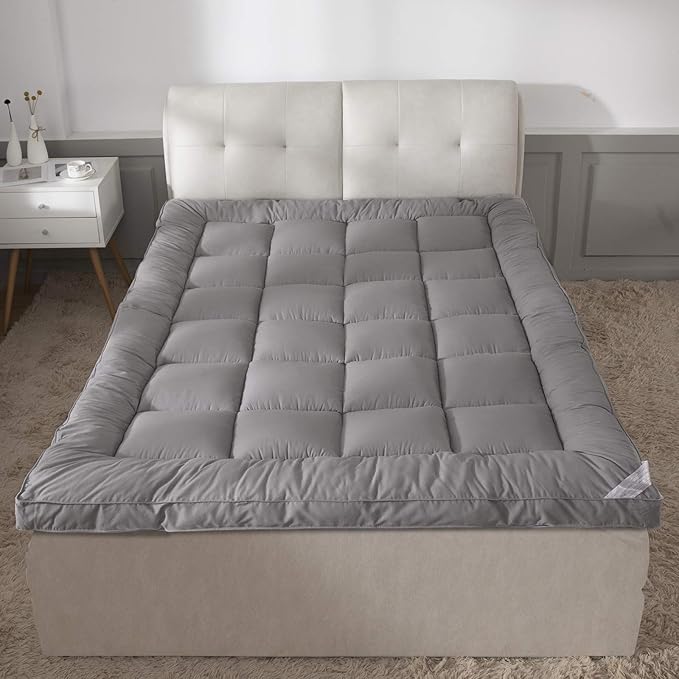 Plush Extra Thick Twin Mattress Topper, Soft & Cooling Pillow Top Bed Topper for Back Pain with 300TC Cotton Cover, Overfilled Mattress Pad Cover for Back Pain, Fit to 6”-22” Mattress.