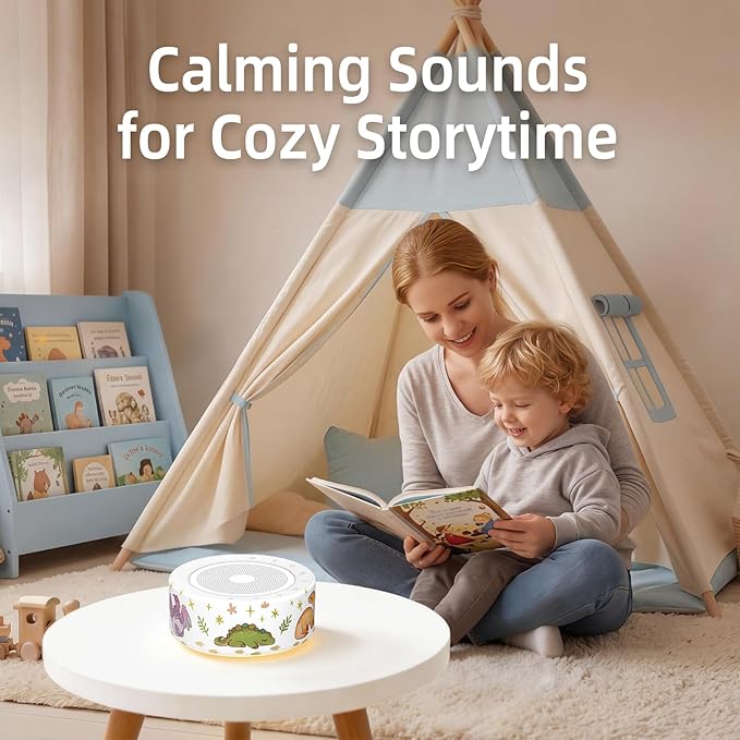 Kipcush White Noise Machine - Soft Non-Glare Nursery Lamp, 30 Soothing Sounds, 8 Color Lights, Max 8-Hour Timer for Baby & Adults