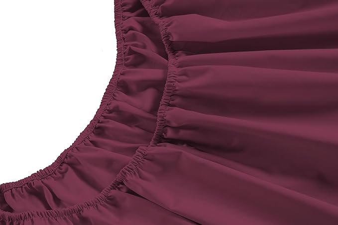 LANE LINEN Twin Sheet Set - 450 Thread Count Premium Sateen Weave for Silky Feel On Skin - Cooling Sheets for Deep Sleep - Securely Fits Mattresses Upto 15'' Deep - Oeko Tex Certified - Windsor Wine