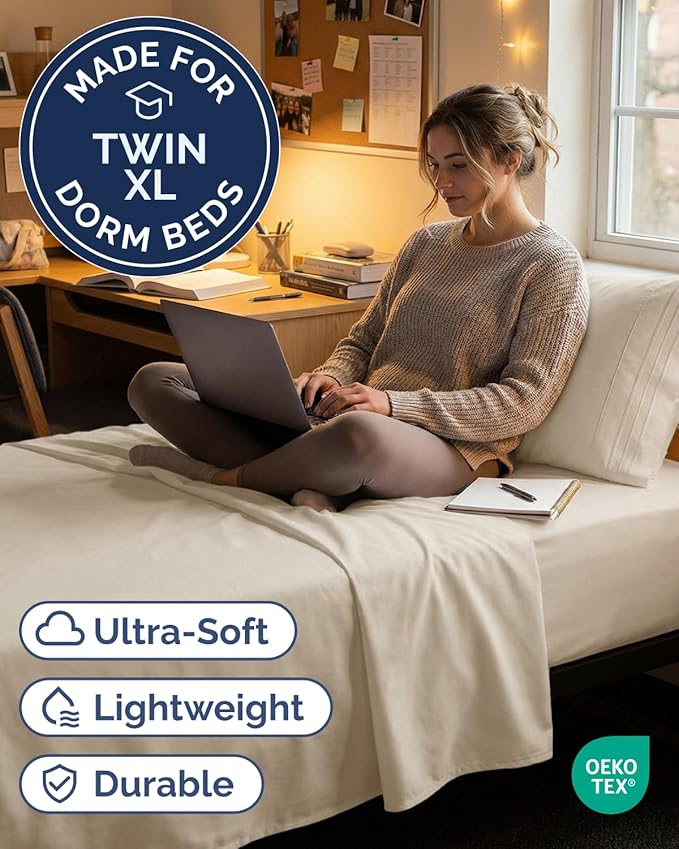 Twin XL Size 3 Piece Sheet Set - Comfy Breathable & Cooling Sheets - Hotel Luxury Bed Sheets for Women & Men - Deep Pockets, Easy-Fit, Extra Soft & Wrinkle Free Sheets - Wheat Oeko-Tex Bed Sheet Set
