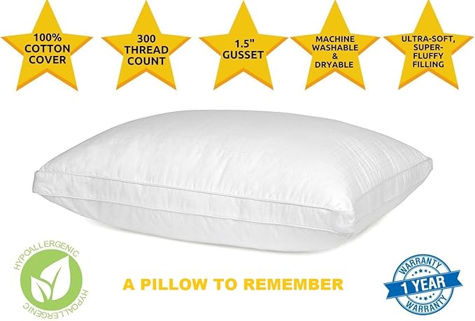Maxi Deluxe Euro Size Bed Pillow – Ultra Soft & Comfortable – Versatile for Side, Back & Stomach Sleepers – 300TC Cotton Top – Single Pack – (European Size Pillow is 26 x 26)