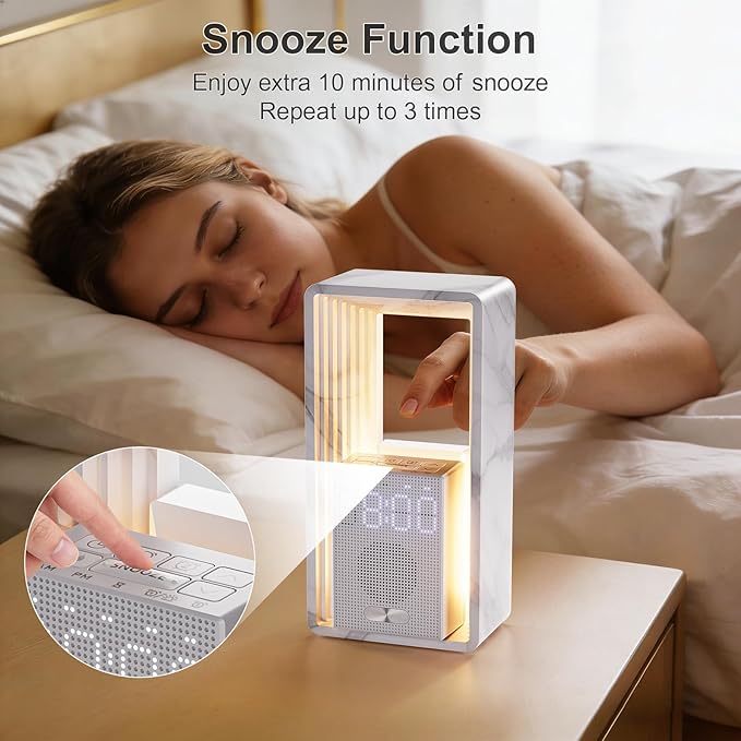 Hensam Sunrise Alarm Clock Wake Up Light with Snooze & Timer, 20 White Noise Sleep Sounds Machine, Dimmable Bedside Night Light for Bedroom, Ideal Gift for Kids, Adults,Heavy Sleepers