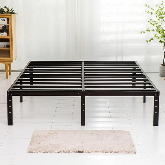 Wulanos Full Size Bed Frame, Heavy Duty Metal Frames with Steel Slats Support, No Box Spring Needed, 14 Inch High Metal Platform Bed Frames with Storage, Non-Slip and Noise-Free