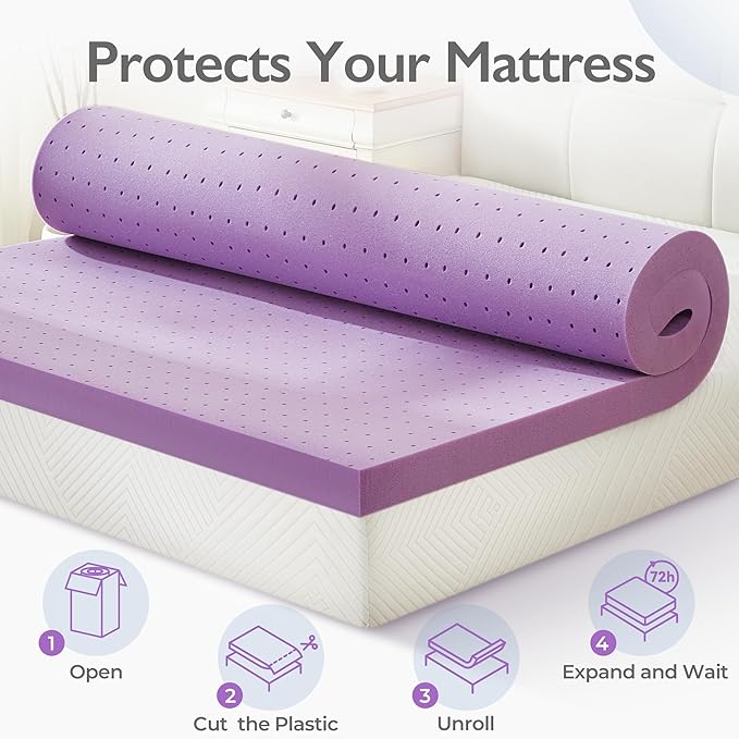 BDEUS 3 inch Mattress Topper, Cooling Gel Memory Foam Bed Topper for Pressure Relief and Back Pain, CertiPUR-US Certified, Dorm Essentials, Twin-XL