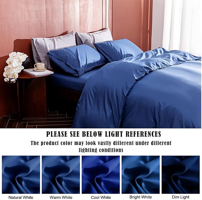 TELUS Pillow Cases King Size 2 Pack, Bamboo Rayon Cooling Pillowcases with Envelope Closure, Cool Breathable Pillow Case for Hot Sleepers & Night Sweats, 20x40 inch, Deep Blue