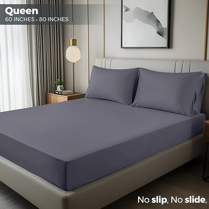 Utopia Bedding Queen Fitted Sheets - Bulk Pack of 2 Bottom Sheets - Soft Brushed Microfiber - Deep Pockets - Shrinkage & Fade Resistant - Easy Care (Queen, Grey)