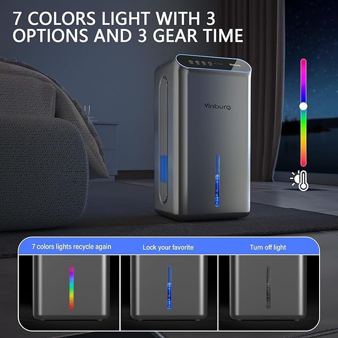 Dehumidifier for Basement (85 OZ, 800 sq ft) Quiet Dehumidifiers for Home, Auto Shut-Off, Sleep Mode, 3 Gear Timer(8H,16H,24H), Small Dehumidifier for Bedroom, Bathroom with Drain Hose (Deep Sliver)