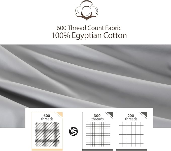 100% Egyptian Cotton Zippered Toddler Pillowcases Set of 4, 600 Thread Count Small Pillow Cases, Super Soft and Breathable Pillow Protector, 13x18 Inches (Gray, Toddler)