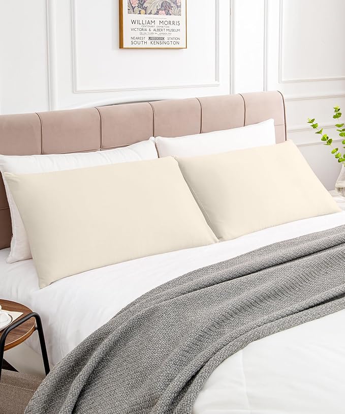 Warmstar Cotton Pillow Cases Standard Size Set of 2, 600 Thread Count Pillowcases 20x26 Inches, Soft Long Staple Cotton Pillowcases Breathable with Envelope Closure,Ivory White