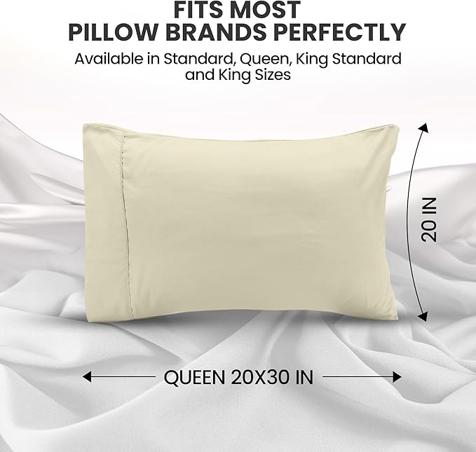 Utopia Bedding Queen Pillow Cases - 2 Pack - Envelope Closure - Soft Brushed Microfiber Fabric - Shrinkage and Fade Resistant Pillow Covers Queen Size 20 X 30 Inches (Queen, Ivory)