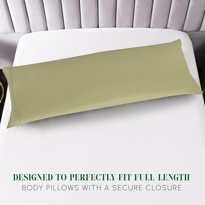 Elegant Comfort Luxury Ultra-Soft 1-Piece Body Pillowcase - 1500 Premium Hotel Quality Microfiber Double Brushed - Wrinkle Resistant, Body Pillowcase Size, Sage/Green