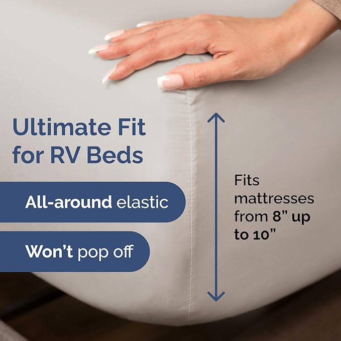 Short Queen Size 4 Piece Sheet Set - RV Short Queen, Ultra-Soft, Breathable & Cooling Bed Sheets Set w/ Deep Pockets - Hotel Luxury Bedding for Women & Men - Wrinkle Free & Fade Resistant - Light Grey