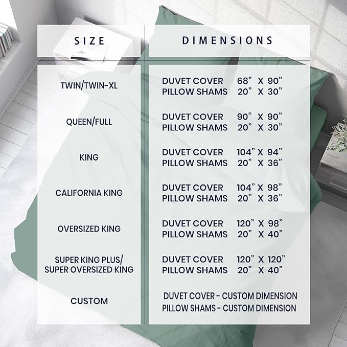 Kotton Culture Custom Duvet Cover 100% Egyptian Cotton 600 Thread Count Ultra Soft Breathable Durable Customizable Comforter Cover(Desired Dimensions) Zipper Closure & 7Internal Ties Aqua Green