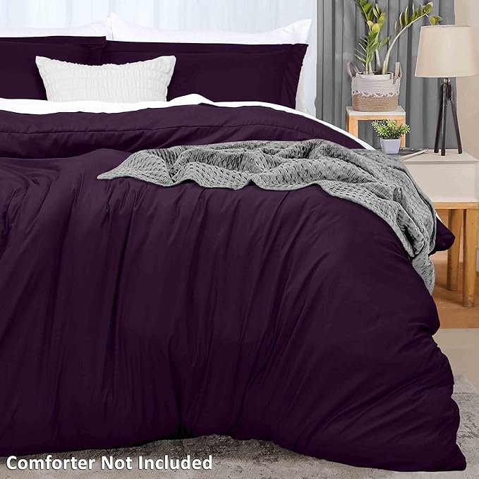 Utopia Bedding Duvet Cover King Size - 3 Piece with Zipper Closure - 1 Comforter Cover 104X90 Inches & 2 Pillow Shams 20X36 Inches (Purple) Comforter Not Included