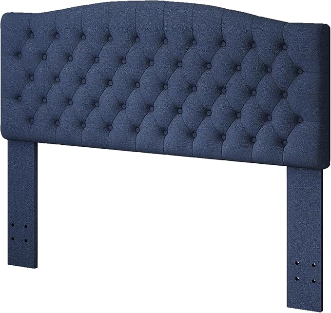 Furpopup Linen Upholstered Headboard Queen/Full Size Latest Model Wall Mount, Bed Frame Mount, Featuring High-Density Sponge Padding, Luxury Texture Easy Assembly Comfort and Style-Navy Blue