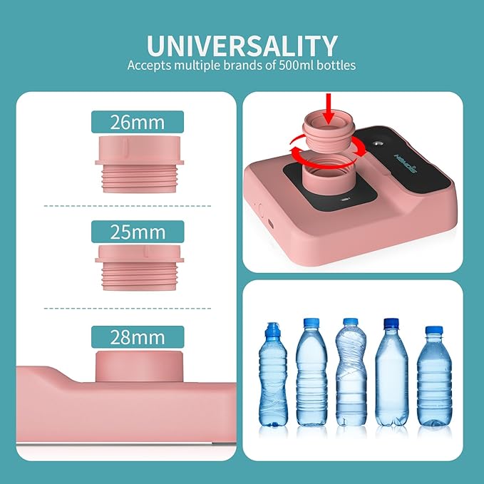 Portable Humidifier - Small Air Humidifiers for Bedroom, Plants, Office, Travel - Cool Mist Humidifiers, Color-Changing Accent Light, 2 Mist Settings, RosePink