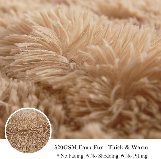XeGe Luxury Shaggy Faux Fur Body Pillow Cover, Fluffy Bed Pillow Case w Zipper Closure, Soft Decorative Plush Long Pillow Sham, Fuzzy Hug Pillow for Home Bedroom Pregnant Women 20"x54" Camel