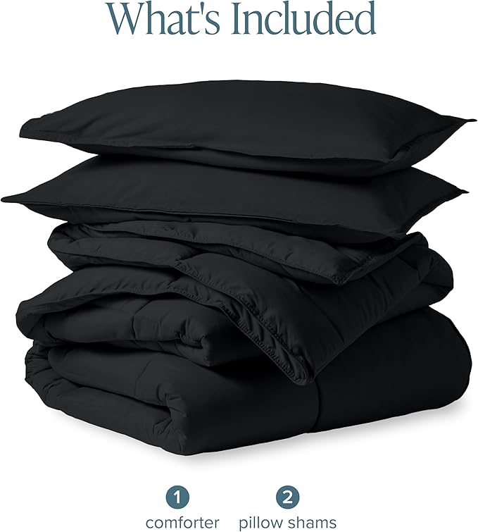 Bare Home Comforter Set - California King Size - Ultra-Soft - Goose Down Alternative - Premium 1800 Series - All Season Warmth (California King, Black)
