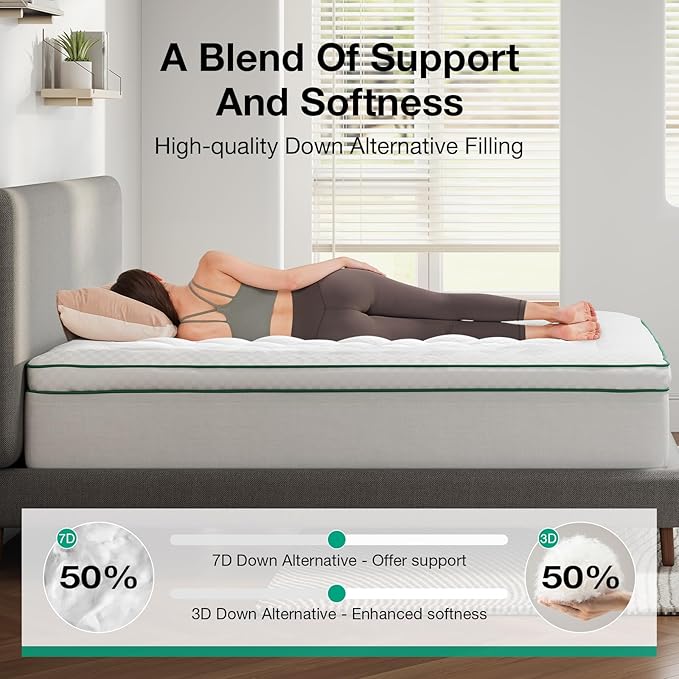Novilla Queen Mattress Topper, Extra Thick Pillow Top Mattress Pad, Down Alternative Fill Breathable Cover, 8-21" Deep Pocket Soft Bed Topper for Back Pain Relief