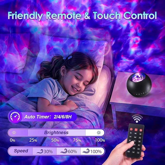 One Fire Galaxy Projector, Vibrant Galaxy Light Projector, White Noise & Bluetooth Room Lights for Bedroom,Remote Timer Kids Night Light,Cute Room Decor for Teen Girl Valentine's Day Gifts