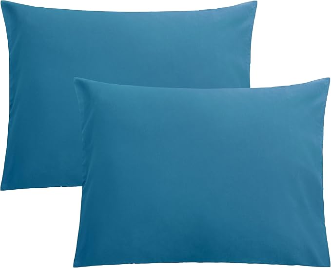 FLXXIE Pillow Cases Standard Size, Soft Microfiber Pillow Covers with Envelope Closure, Wrinkle, Stain Resistant Pillowcases, 2 Piece Set, 20x26, Teal