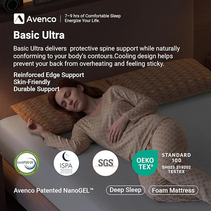 Avenco 6 Inch Twin Gel Memory Foam Mattress, Open-Cell Breathable Foam for Cooling Night Sleep, Removable Washable Cover, CertiPUR-US Certified Twin Size Mattresses in a Box