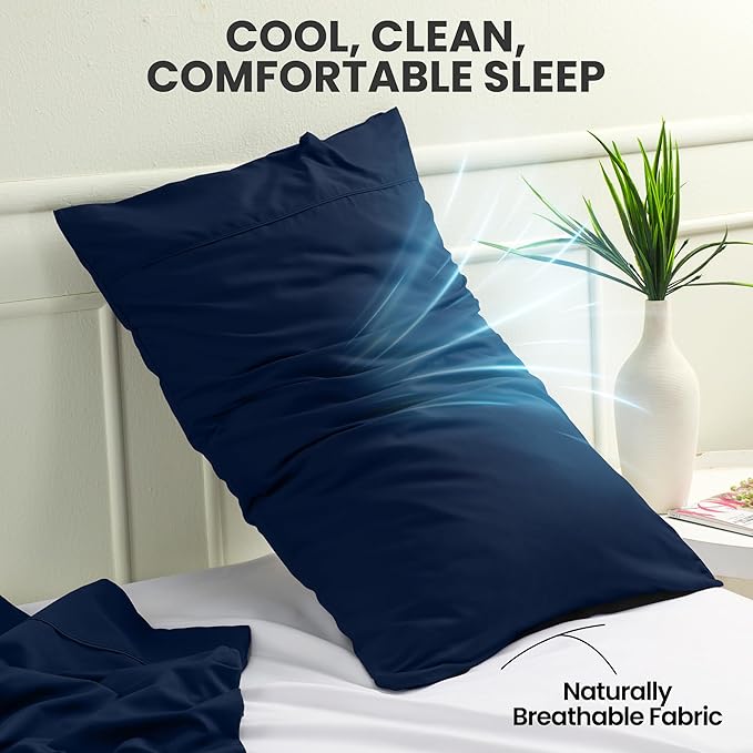 Utopia Bedding King Pillow Cases - 2 Pack - Envelope Closure - Soft Brushed Microfiber Fabric - Shrinkage and Fade Resistant Pillow Covers King Size 20 X 40 Inches (King, Navy)