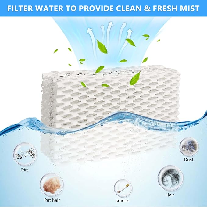 8 Pack Wf813 Eqwf813 Humidifier Filters Compatible with Equate Eqwf813 Eq-2119-Ul Relion RCM-832 RCM-832N ProCare PCCM-832N Cool Mist Humidifier Replacement Filter, White
