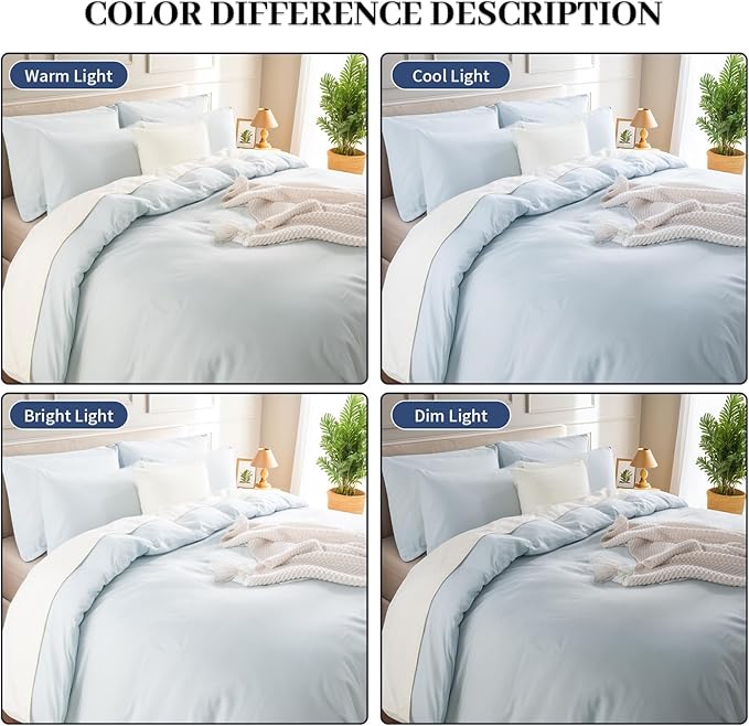 NEXHOME PRO Duvet Cover Set 100% Washed Cotton Kids Twin XL 66"x92", Organic Natural Linen Like Textured 2 Pieces Bedding Set Baby Blue with Zipper Closure & Corner Ties, Breathable(No Comforter)