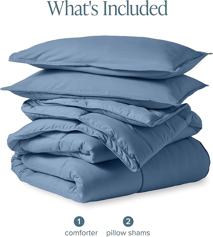 Bare Home Comforter Set - Full Size - Ultra-Soft - Goose Down Alternative - Premium 1800 Series - All Season Warmth (Full, Coronet Blue)