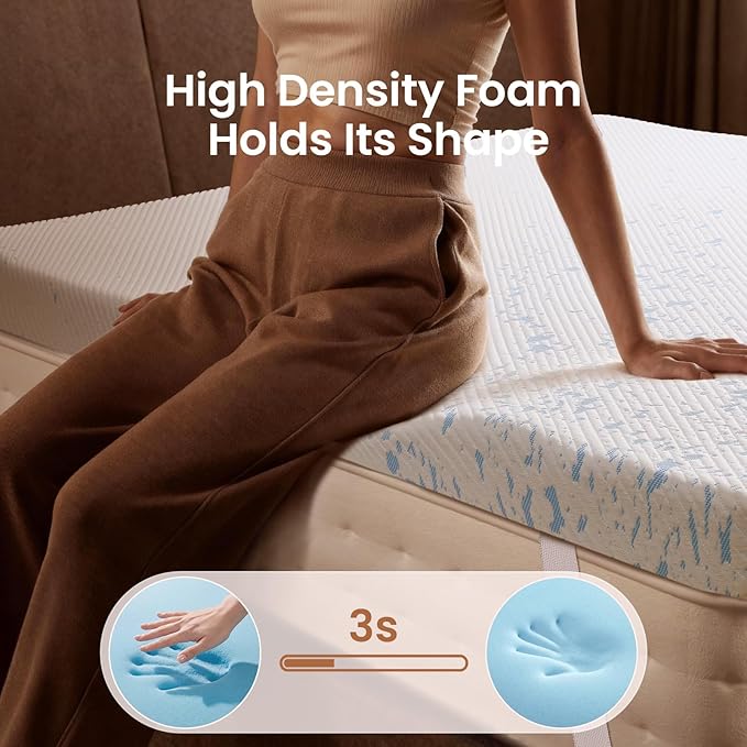 OhGeni 3 Inch Cooling Twin Size Gel Memory Foam Mattress Topper Pad,Soft Bed Cover with Anti-Slip Base & Zipper, Fits 6"-19" Mattresses with Straps,Extra Comfort & Back-Friendly