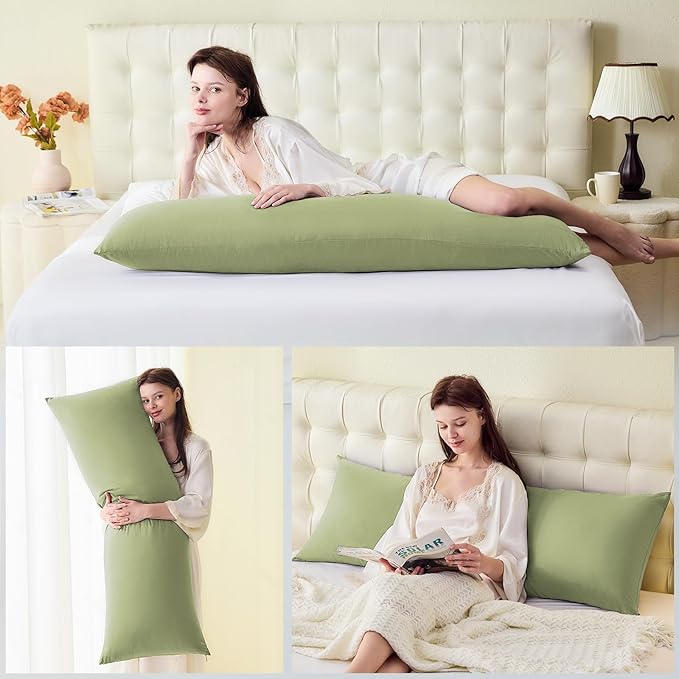 DOWNSTORIA Body Pillow Cover, Ultra Soft Microfiber Long Pillowcase, Envelope Closure Large Pillow Cases 20x54 inch (Sage Green)