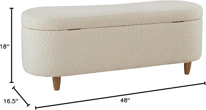 Bailey Boucle-Style Curved Storage Accent Bench
