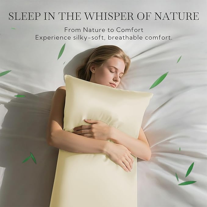 MR&HM King Pillow Cases Set of 2, Cooling Pillow Case for Hot Sleepers 20"x36", Breathable & Moisture Wicking, Soft Envelope Pillowcases, Rayon Derived from Bamboo & Polyester Blend (Cream)