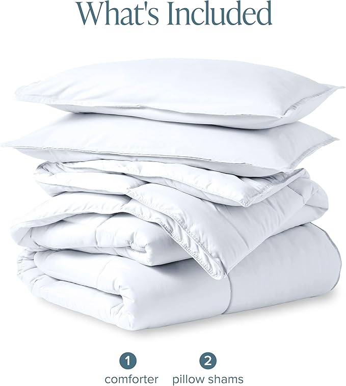 Bare Home Comforter Set - Oversized Queen Size - Ultra-Soft - Goose Down Alternative - Premium 1800 Series - All Season Warmth (Oversized Queen, White)