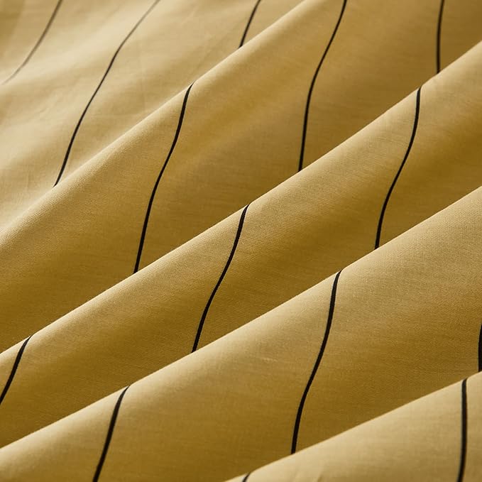Merryword Yellow Striped Pillowcases, 100% Cotton Pillow Cases, Queen Size Pillowcases, Luxury Linen Like Pillowcase, Soft Breathable Pinstripe Pillow Covers, Set of 2
