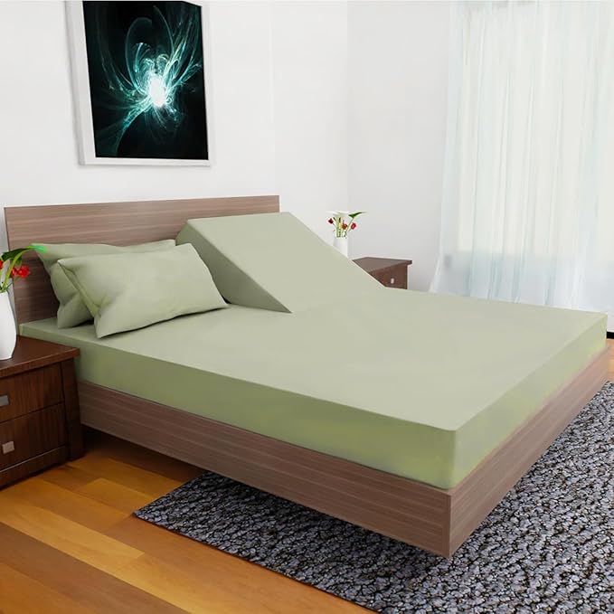 Top Split King Sheets Sets for Adjustable Bed, 4 Pcs Deep Pockets Double Brushed Microfiber Sheets, 34 Inch Split Top Fitted Sheet, 1 King Flat Sheet and 2 Pillowcases (Sage)