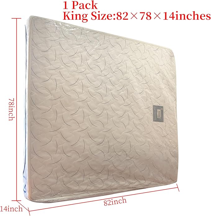 3 Mil King Size Mattress Bag with Zipper for Storage Moving,Plastic Waterproof Mattress Protector Cover Moving Supplies